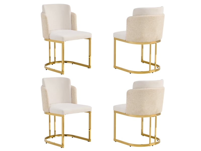  Lot de 4 chaises de salle à manger,61,5x53,5x86 cm,chenille,beige et doré  - Conforama A