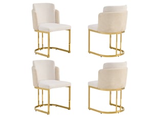 Lot de 4 chaises de salle à manger,61,5x53,5x86 cm,chenille,beige et doré