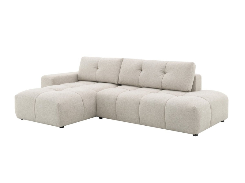 Canapé d'angle convertible avec coffre en tissu texturé beige angeline - angle gauche 12390-M3-BEI - Conforama A