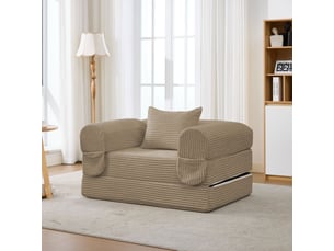 Canapé fonction convertible multifonction format gain de place tissu côtelé de qualité fauteuil individuel