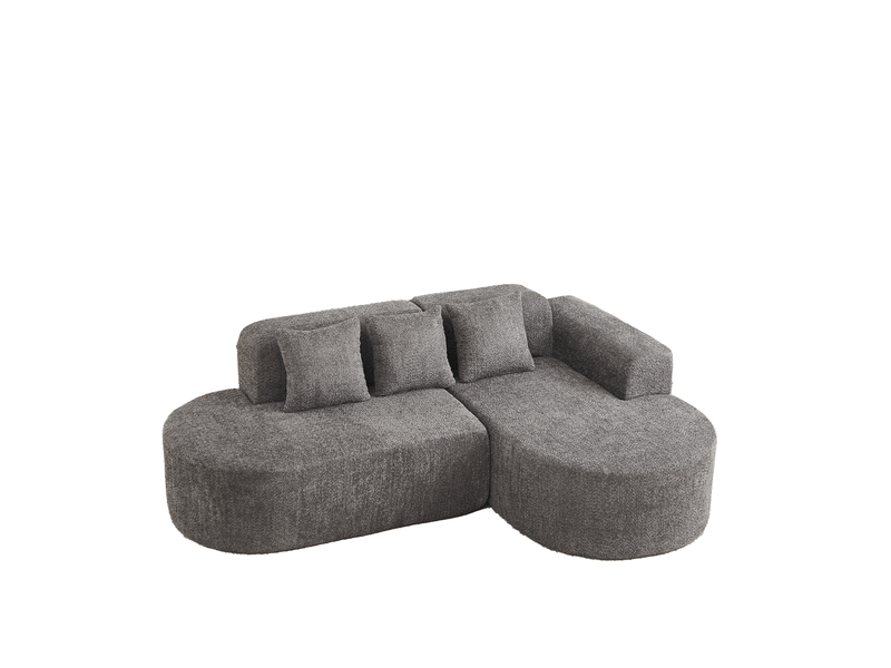 Canapé d’angle 3 places avec 3 coussins de dossier, en tissu chenille gris anthracite - Conforama A