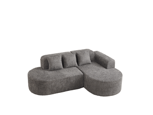 Canapé d'angle compressé droit fixe MODFU 3 places Tissu anthracite