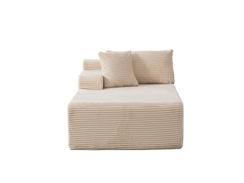  Méridienne modulable en tissu chenille beige, canapé salon avec fonction chaise longue et design moderne  - Conforama A