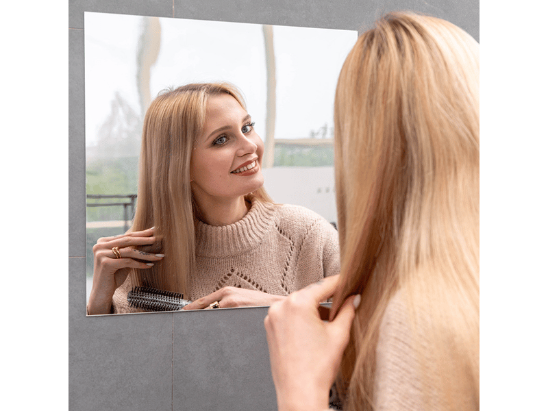  Lot de 10 stickers muraux miroir acrylique auto-adhésifs pour salle de bain, salon et chambre 20x20 cm  - Conforama C