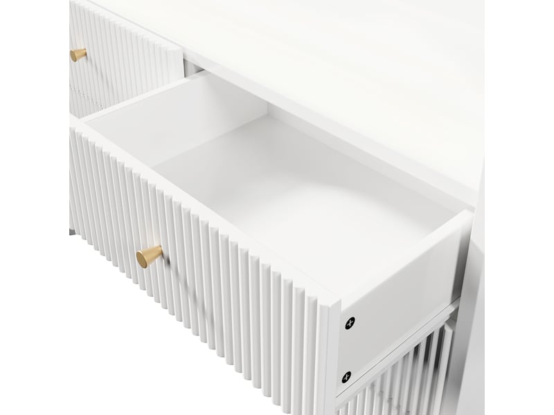 Buffet blanc 120 × 40 × 75 cm, 6 tiroirs rainurés et éclairage led IKSETERA TRADING LTD - Conforama R