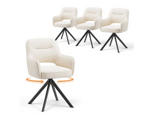 Lot 4 chaise pivotante premium avec demi-accoudoirs - base métallique haute stabilité - beige