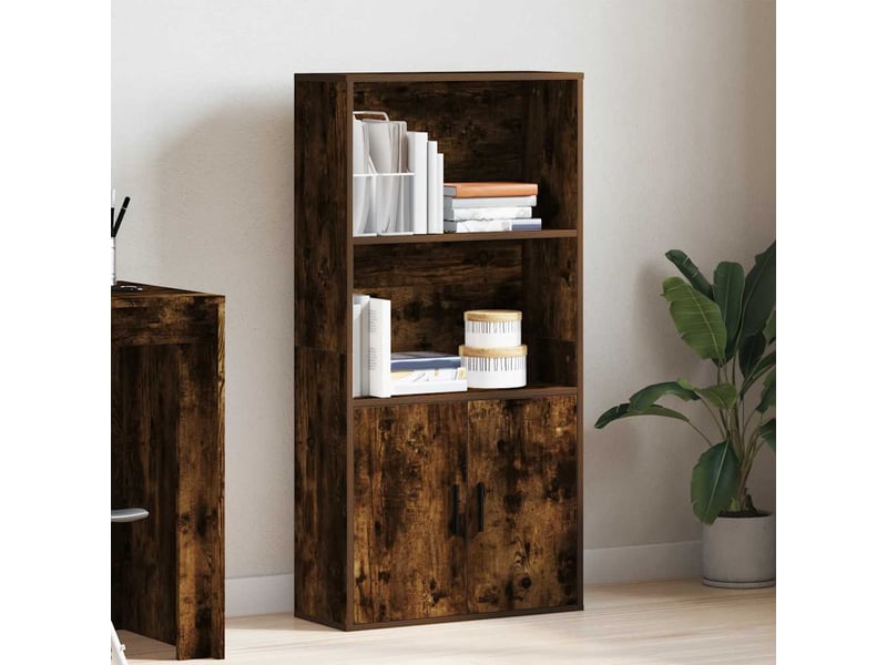 Bibliothèque, étagère de rangement chêne fumé 60x24x120 cm bois d'ingénierie - Conforama C