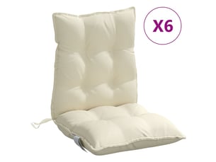 Lot de 6 coussins d'extérieur, coussins de chaise crème 100 x 50 x 7 cm cf56432