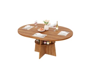 Table à manger extensible - 110 x 110 x 77.5 cm - table de cuisine 2-8 personnes avec étagère de rangement - marron