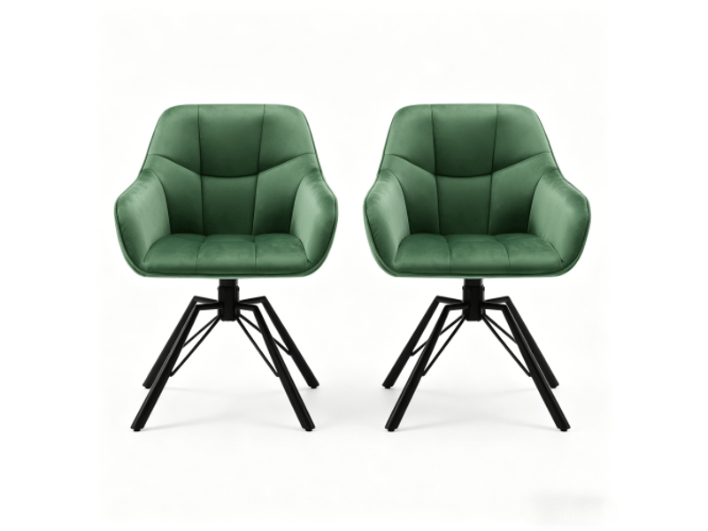  Chaises de cuisine pivotantes, dossier rembourré - larges et douces - lot de 2  - Conforama A
