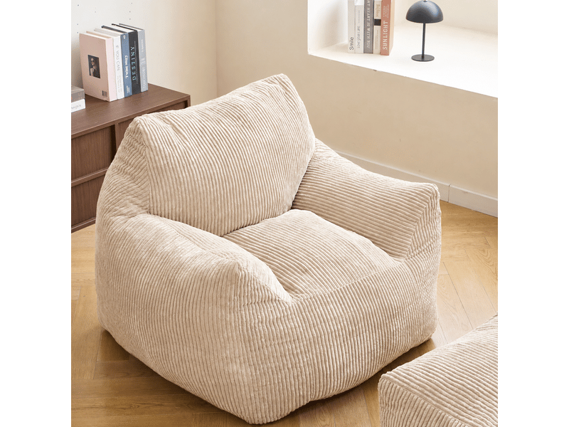  Nordlys - pouf de salon et repose pieds en velours côtelé velours côtelé beige  - Conforama C