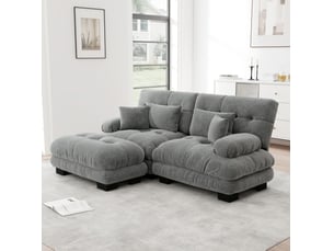 Canapé d'angle modenvie cloud modulable 2 places en chenille gris 220 x 145 x 81 cm