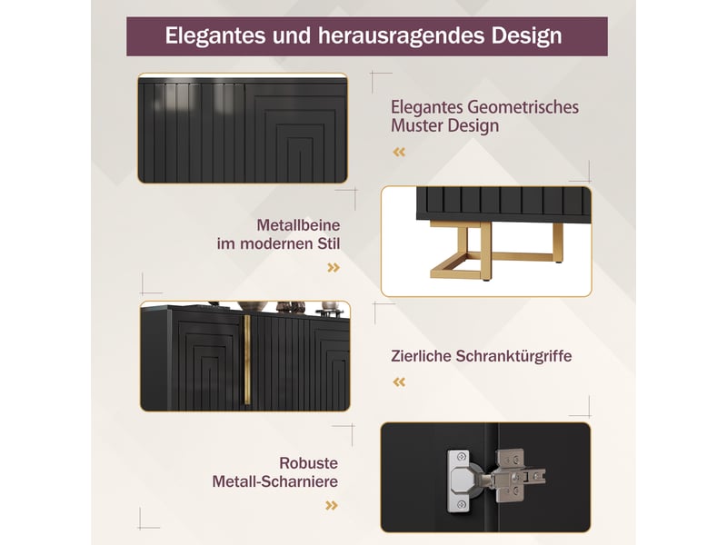 Buffet 152x40x75 cm capacité de rangement étendue pour vaisselle et accessoires salon - Conforama R