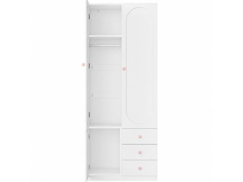  Armoire enfant modenvie 2 portes 3 tiroirs avec penderie 80 x 50 x 200 cm blanche en mdf  - Conforama A