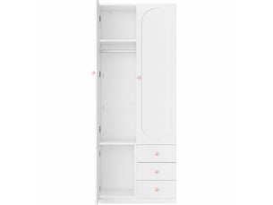 Armoire enfant modenvie 2 portes 3 tiroirs avec penderie 80 x 50 x 200 cm blanche en mdf