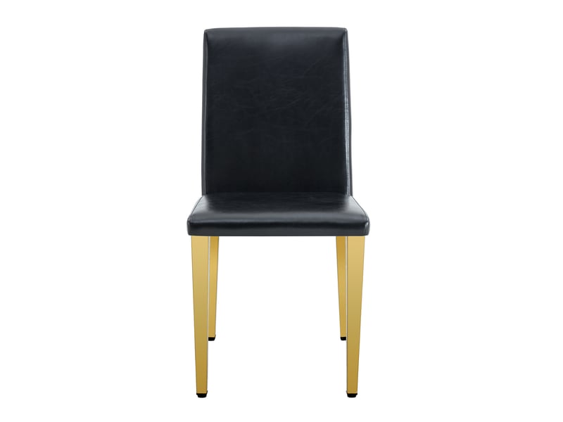  Lot 2 chaises salle à manger design noir et or, assise en pu noir et piétement métal doré brillant, élégantes et modernes pour salon ou salle à manger  - Conforama A