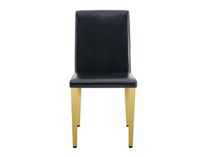 Lot 2 chaises salle à manger design noir et or, assise en pu noir et piétement métal doré brillant, élégantes et modernes pour salon ou salle à manger
