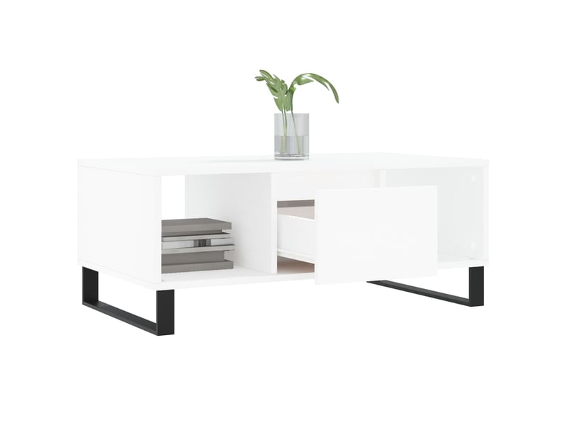  Table basse rectangulaire | table de salon blanc 90x50x36,5 cm bois d'ingénierie shl1443  - Conforama D