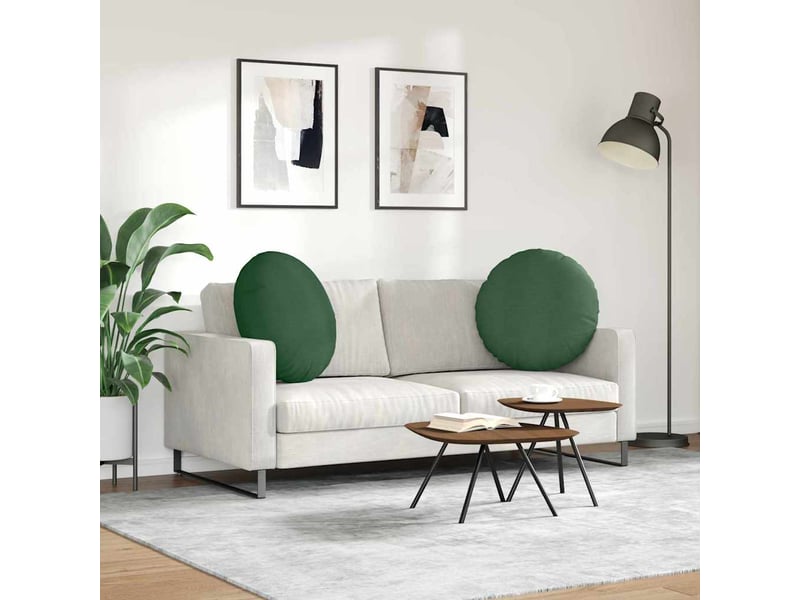  Lot de 2 coussins de siège, coussins décoratifs tissu en velours côtelé vert foncé cf59815  - Conforama D