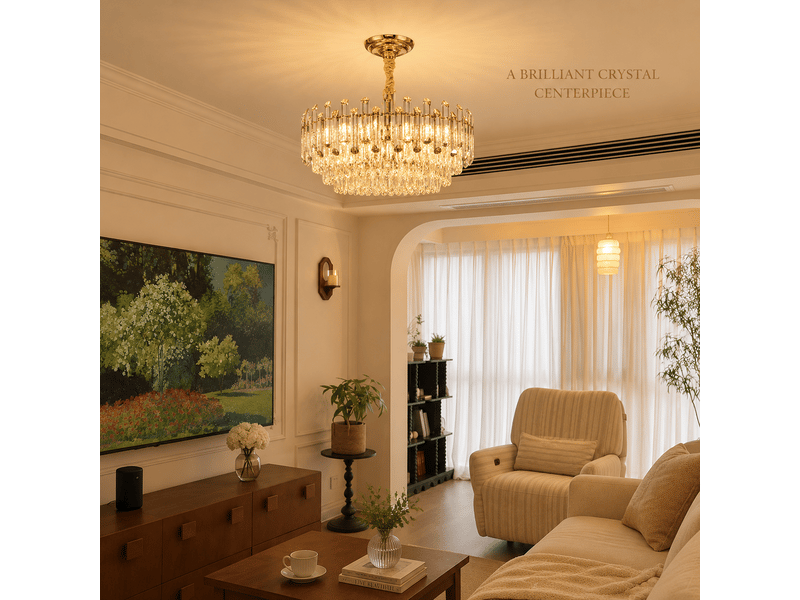  Suspension en cristal biseauté a-5 ø 100 cm – éclairage 3 couleurs XIKOU00A5 - Conforama D
