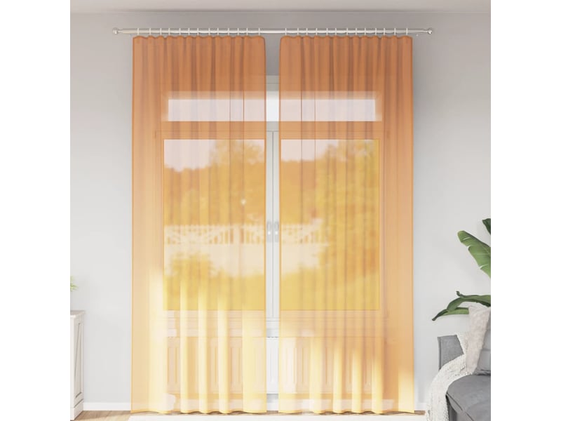  Lot de 2 rideaux en voile, voilages à œillets orange cf44282  - Conforama B