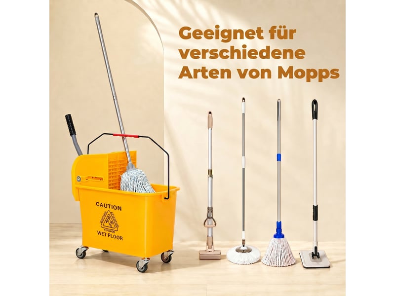  Chariot de nettoyage lavage seau de ménage 20 l 60l x 27l x 70,5h cm avec essoreur et séparateur eau sale propre jaune  - Conforama E