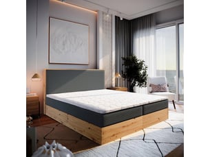 Lit avec rangement 140x200 cm <strong>MASSENO</strong> <strong></strong> coloris gris