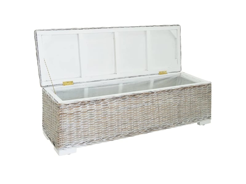  Boîte de rangement, coffre de rangement blanc 110 cm rotin kubu naturel et acajou  - Conforama D