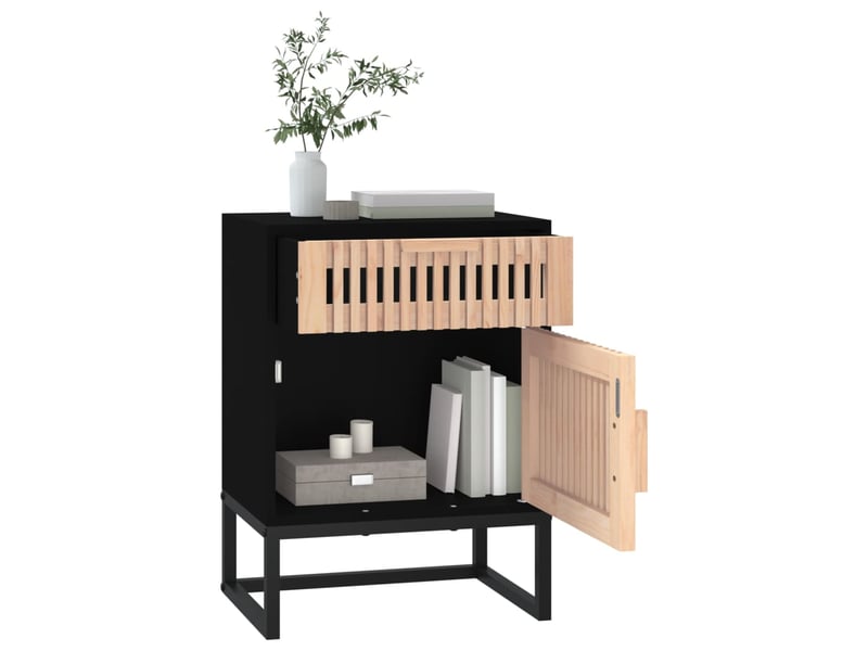 Lot de 2 tables de chevet - cabinet de chevet - table de nuit noir 40x30x55,5cm bois ingénierie et fer - Conforama E