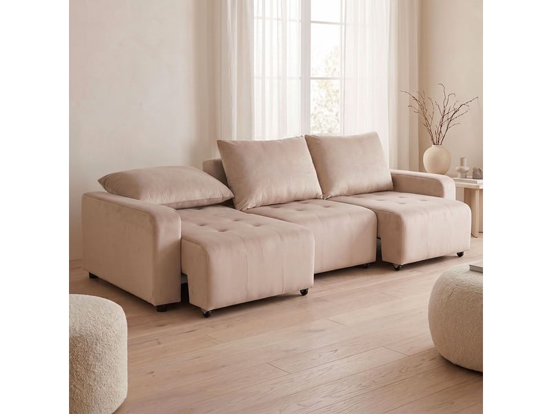  Canapé 3 places convertible et modulable castelo velours taupe Castelo - Conforama C