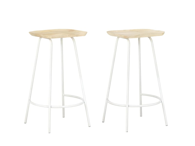  Lot de 2 tabouret de bar, chaise de bar bois de manguier massif  - Conforama B