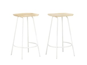 Lot de 2 tabouret de bar, chaise de bar bois de manguier massif