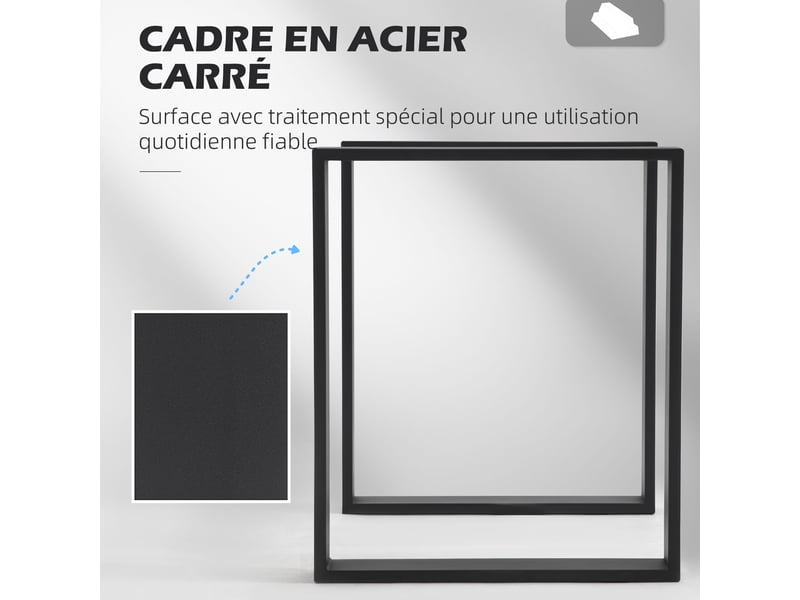 Lot de 2 pieds rectangulaires en acier noir pour table - design contemporain - hauteur 72 cm - Conforama R