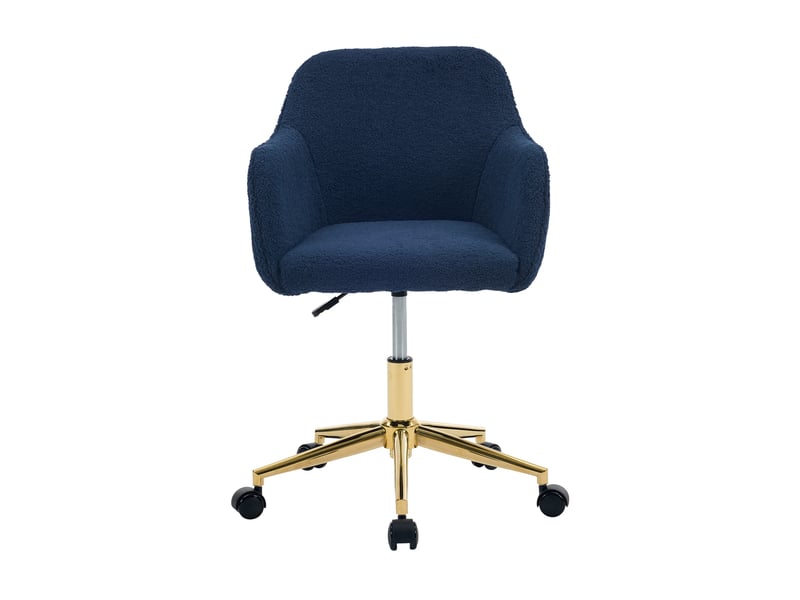  Fauteuil de bureau réglable et pivotant 58x58x86 cm en tissu bouclette bleu foncé  - Conforama A