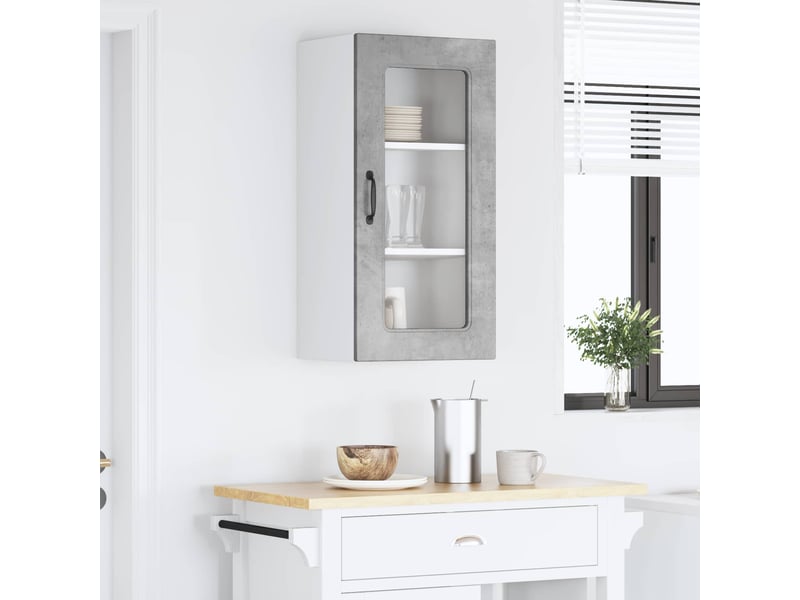 Meuble mural de cuisine | armoire de cuisine gris béton 40x31x80cm shl277 - Conforama D