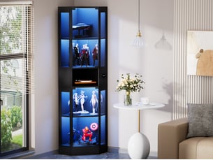 Vitrine coloris noir 4 étagère(s) BIQZUYA - 57 cmx165 cm