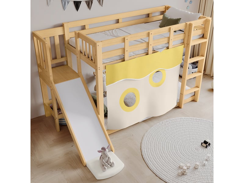  Lit mezzanine 90x200 cm coloris naturel pin lit enfant naturel - Conforama E