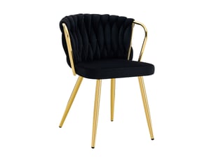 Chaise de salle à manger 43x58x76 cm dossier tressé métal noir et doré
