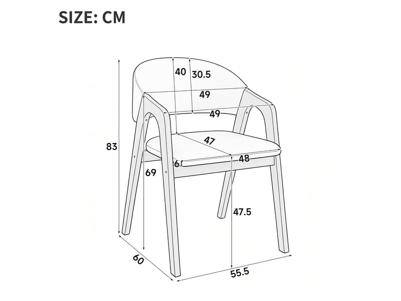  Lot de 6 chaises de salle à manger en bois avec accoudoirs, beige avoine et noyer  - Conforama C