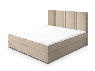 Lit avec rangement 160x200 cm <strong>MASSENO</strong> <strong></strong> coloris beige