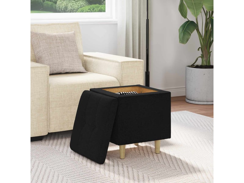  Ottoman, repose pied salon avec rangement noir 40x40x45 cm tissu  - Conforama D