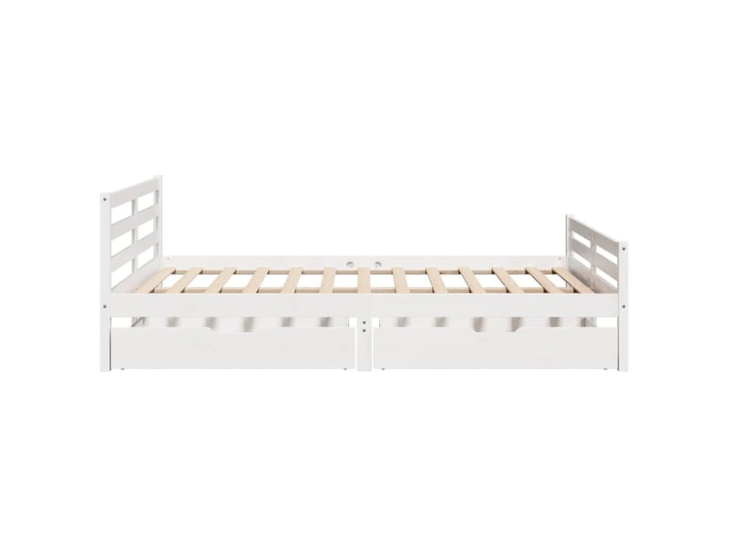 Lit double- lit adulte - cadre de lit sans matelas blanc 150x200 cm bois de pin massif - Conforama D