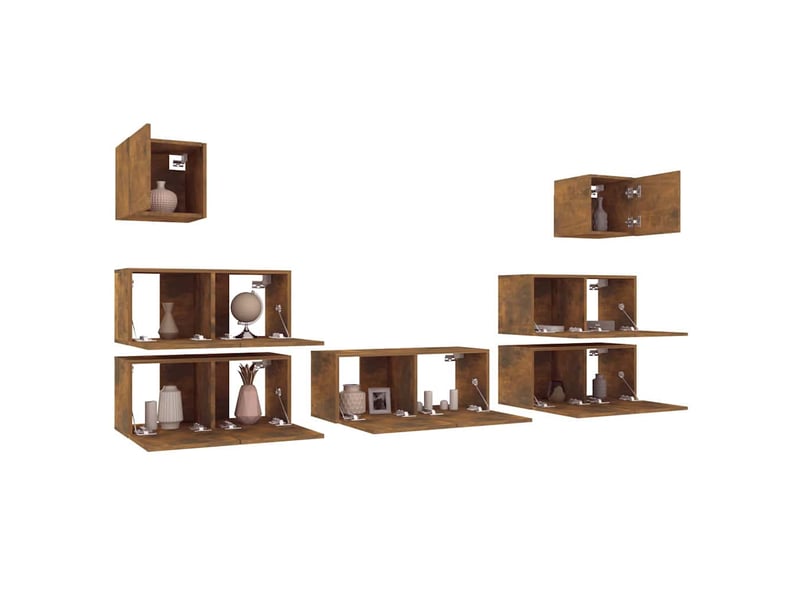  Ensemble de meubles tv 7 pcs chêne fumé bois d'ingénierie shl60487  - Conforama D