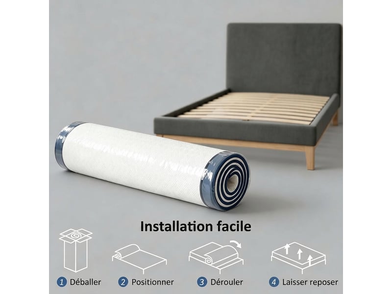  Matelas 160x200 mémoire de forme, matelas 2 personnes thé vert, déhoussable 20cm  - Conforama D