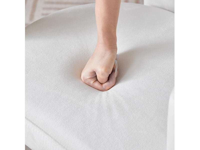  Lot de 4 chaises de salle à manger avec accoudoirs en velours beige  - Conforama R