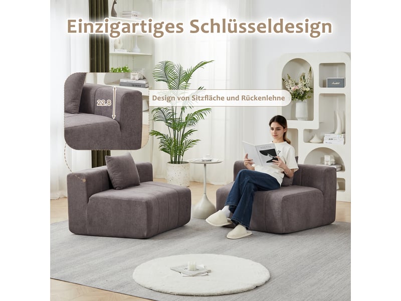  Canapé de salon, canapé pour séjour, forme incurvée, pour salon, chambre, bureau, pour intérieur, en chenille  - Conforama E