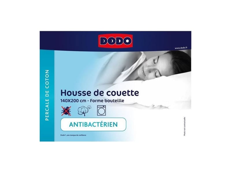  Housse de couette dodo coton 140 x 200 cm gris anthracite antibactérienne oeko-tex 57 filscm²  - Conforama C