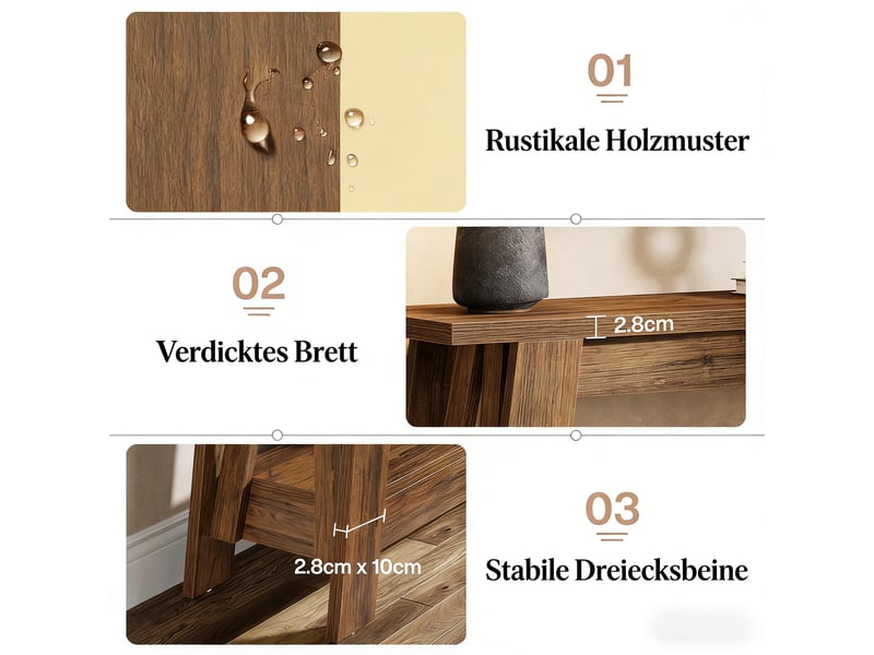  Console d'entrée rustique à 2 niveaux en mdf marron rustique 105x30x79,5 cm  - Conforama D