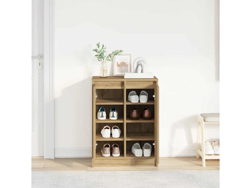  Meuble à chaussures, armoire à chaussures chêne artisanal 57x34x76 cm bois ingénierie  - Conforama C
