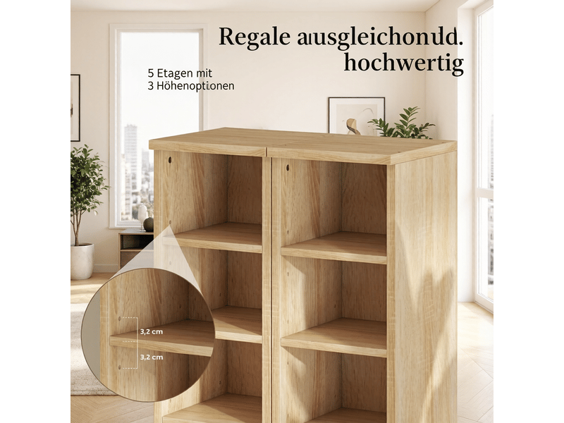 Lot de 2 meubles de rangement cd 21x22,5x88,5 cm effet chêne, 12 compartiments - Conforama E